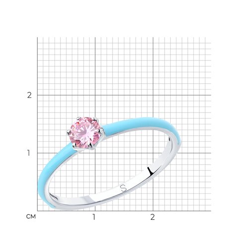 Кольцо из серебра с эмалью и фианитом из серебро — вид 4