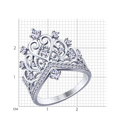 Кольцо- корона  из серебра с фианитами из серебро — вид 2