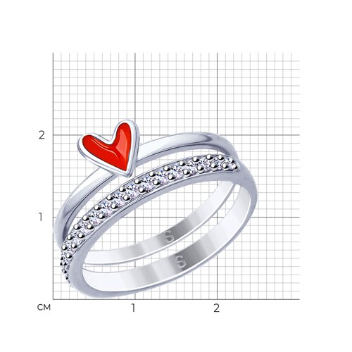 Кольцо из серебра с эмалью и фианитами из серебро — вид 2