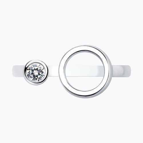 Кольцо из серебра с фианитом из серебро — вид 2