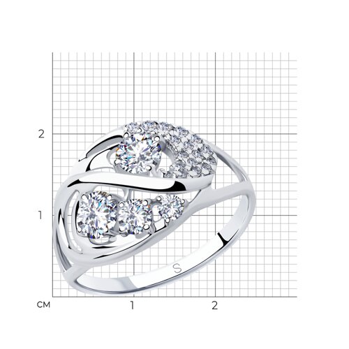 Кольцо из серебра с фианитами из серебро — вид 4