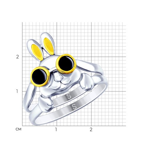 Кольцо из золочёного серебра с эмалью и фианитами из серебро — вид 2