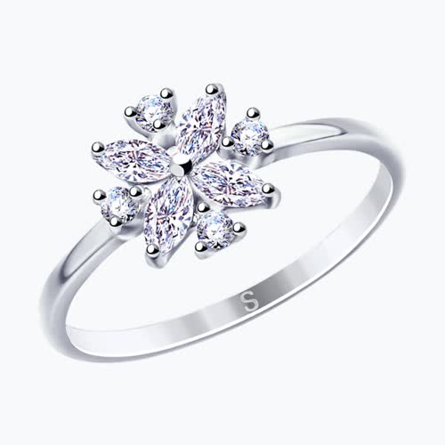 Кольцо из серебра с фианитами - видео на модели