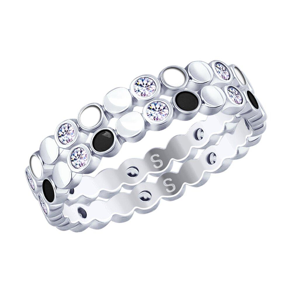 Кольцо из серебра с эмалью и фианитами из серебро