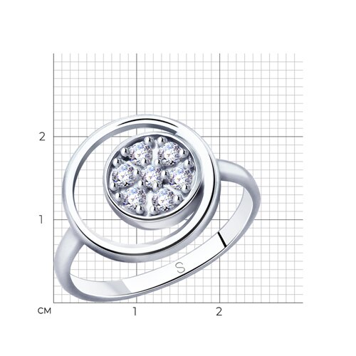 Кольцо из серебра с фианитами из родированное серебро — вид 2