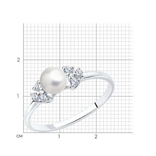 Кольцо из серебра с жемчугом и фианитами из серебро — вид 5