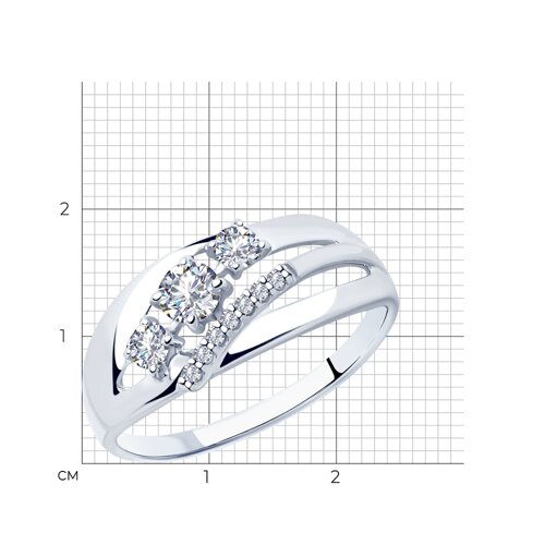 Кольцо из серебра с фианитами из серебро — вид 3