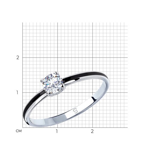 Кольцо из серебра с эмалью и фианитом из серебро — вид 4