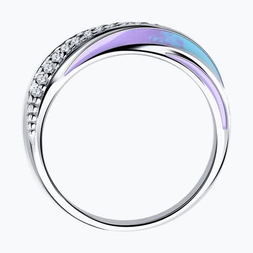 Кольцо из серебра с эмалью и фианитами из серебро — вид 2