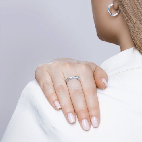 Кольцо из серебра с эмалью и фианитами из серебро — вид 4