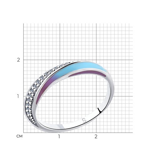 Кольцо из серебра с эмалью и фианитами из серебро — вид 6