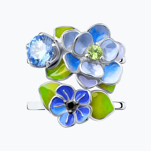 Кольцо из серебра с эмалью и фианитами из серебро — вид 2