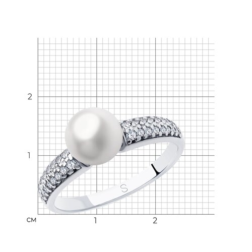 Кольцо из серебра с жемчугом и фианитами из серебро — вид 5