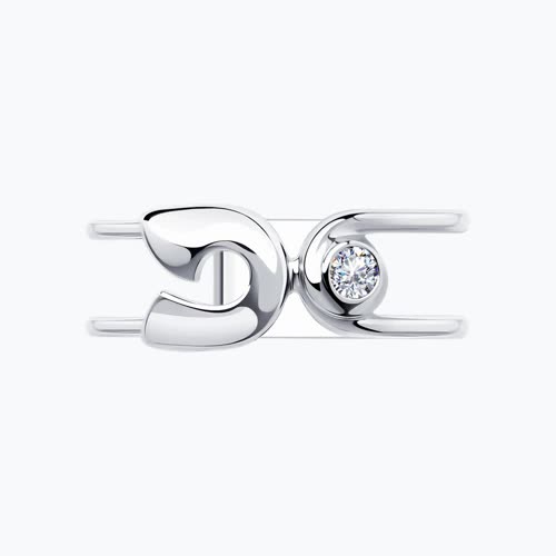 Кольцо из серебра с фианитом из серебро — вид 3