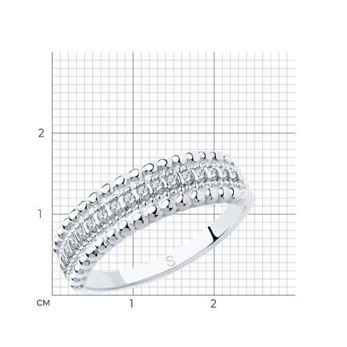 Кольцо из серебра с фианитами из родированное серебро — вид 4