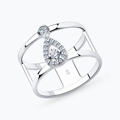 Кольцо из серебра с фианитами - видео на модели