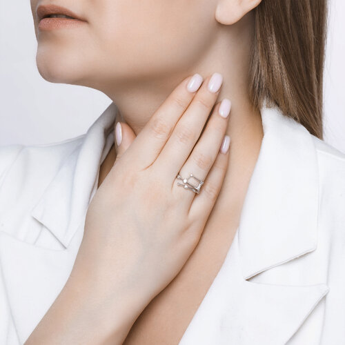 Кольцо из серебра с фианитами из серебро — вид 3