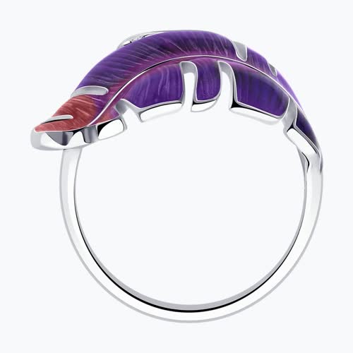 Кольцо из серебра с эмалью и фианитами из родированное серебро — вид 6