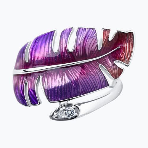 Кольцо из серебра с эмалью и фианитами из родированное серебро — вид 7