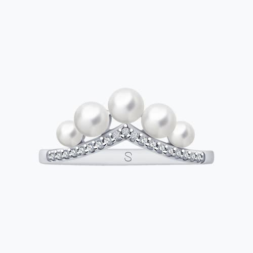 Кольцо из серебра с жемчугом и фианитами из серебро — вид 2