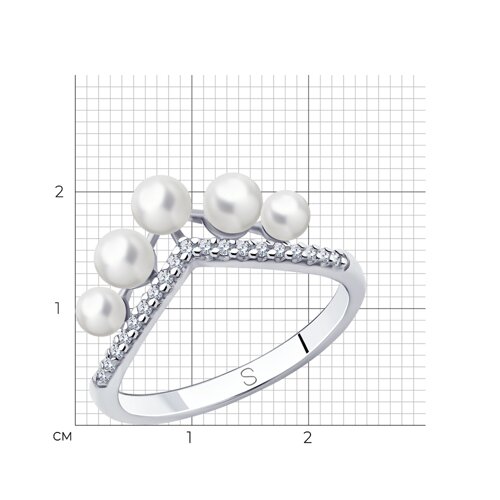 Кольцо из серебра с жемчугом и фианитами из серебро — вид 5