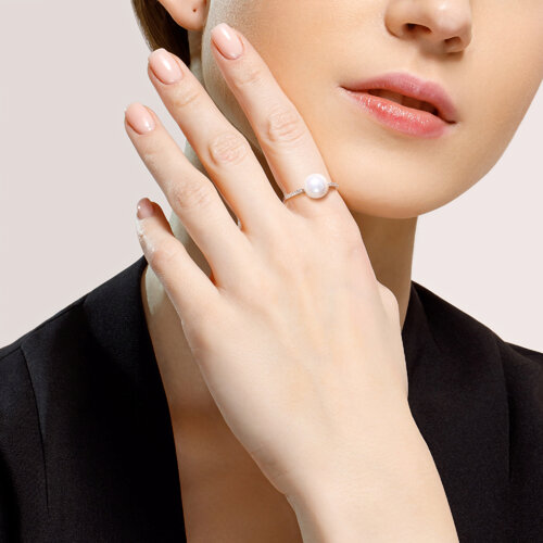 Кольцо из серебра с жемчугом и фианитами из серебро — вид 4