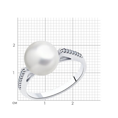 Кольцо из серебра с жемчугом и фианитами из серебро — вид 6