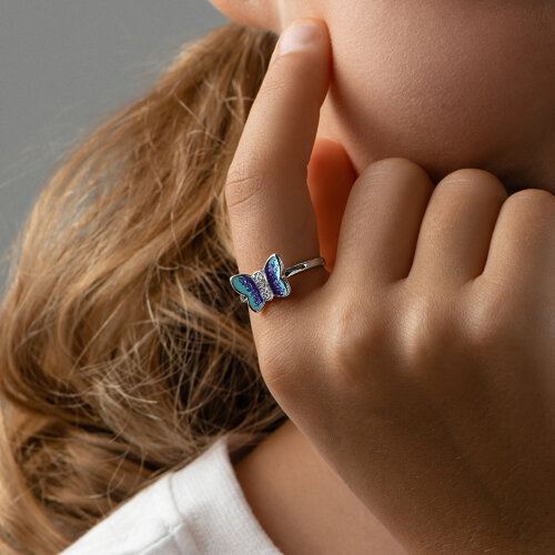 Кольцо из серебра с эмалью и фианитами из серебро — вид 4