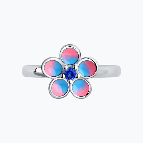 Кольцо из серебра с эмалью и фианитом из серебро — вид 2