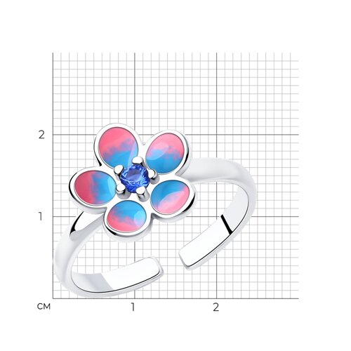 Кольцо из серебра с эмалью и фианитом из серебро — вид 5