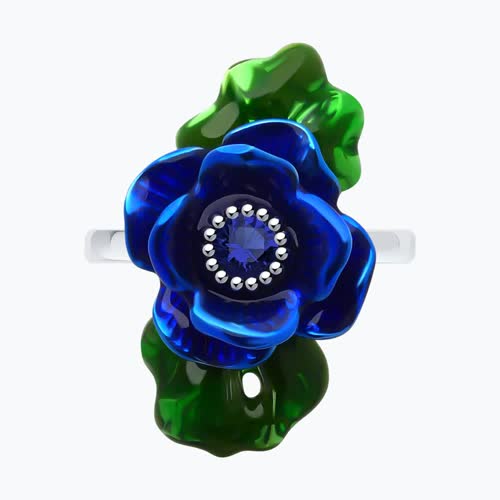 Кольцо из серебра с эмалью и фианитом из серебро — вид 2