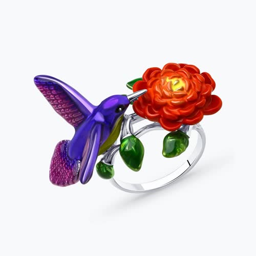 Кольцо из серебра с эмалью из серебро