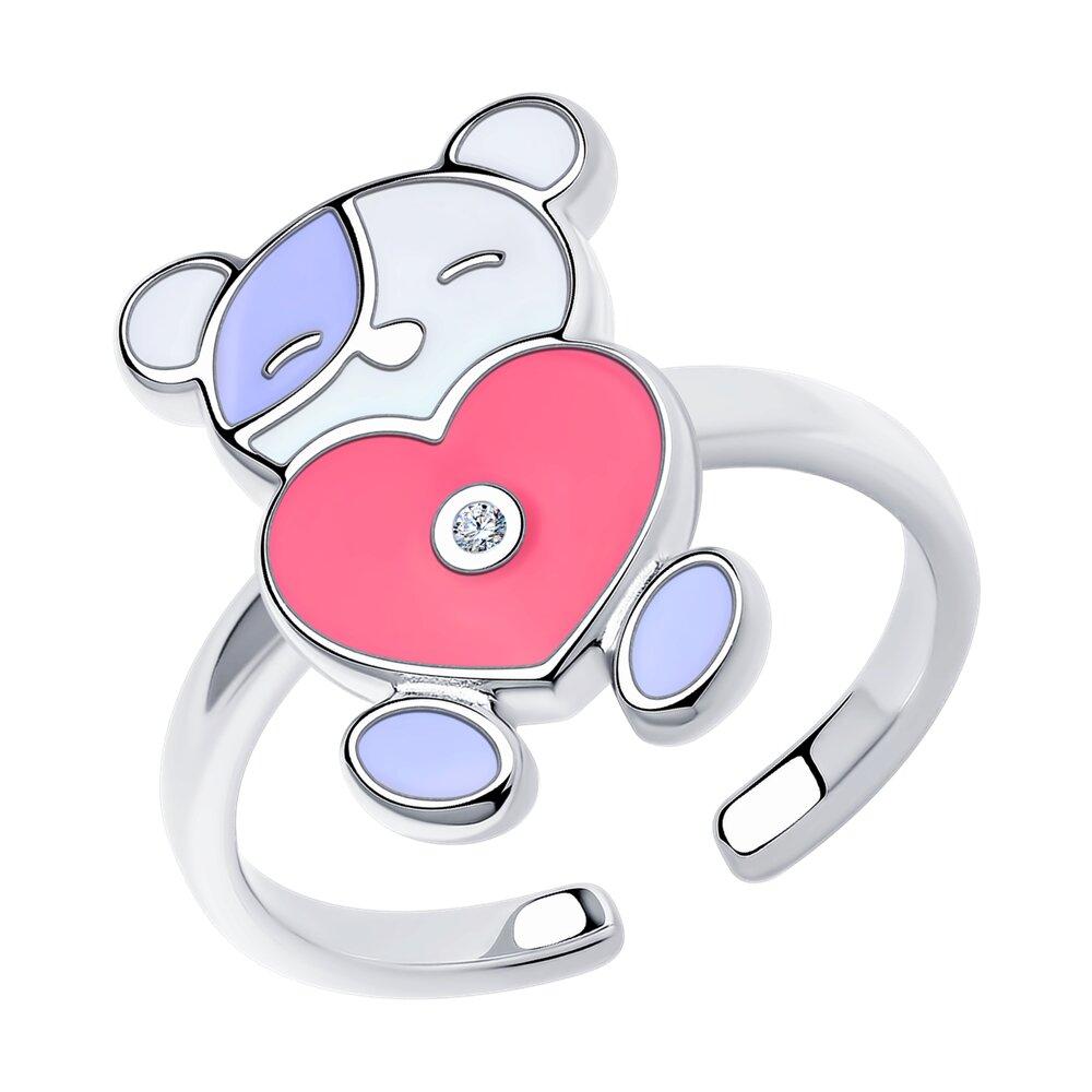 Кольцо из серебра с эмалью и фианитом из серебро