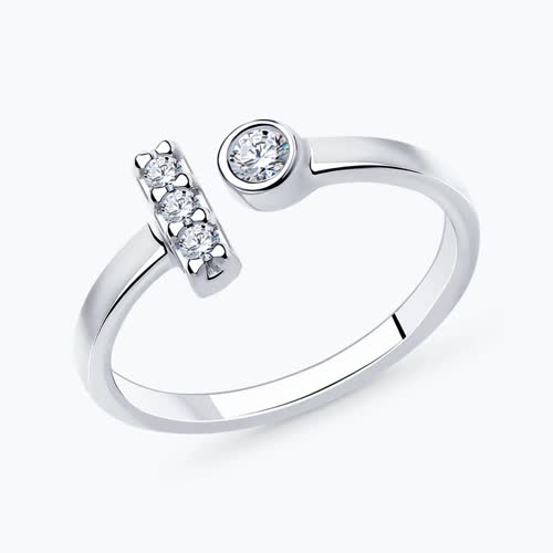 Кольцо из серебра с фианитами - видео на модели