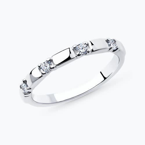 Кольцо из серебра с фианитами - видео на модели