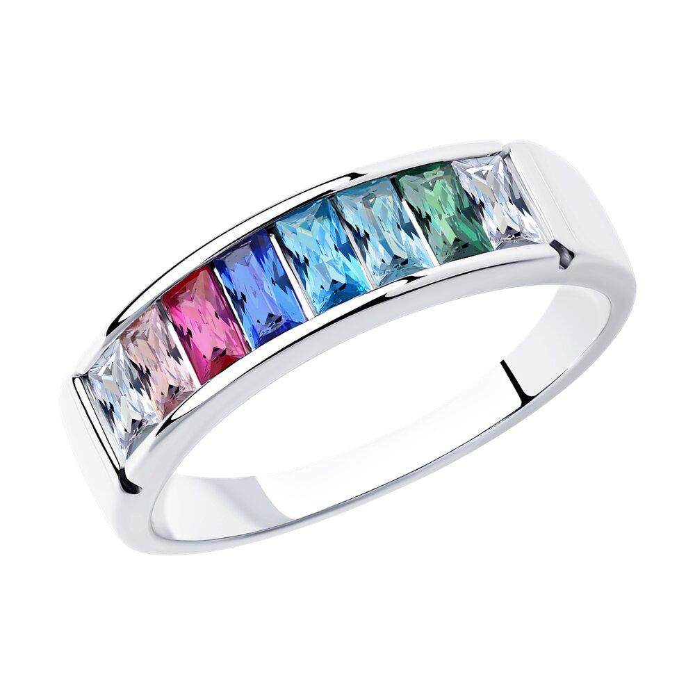 Кольцо из серебра с корундом и фианитами - видео на модели