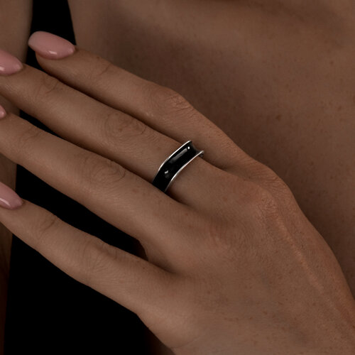 Кольцо из серебра с эмалью из родированное серебро — вид 2