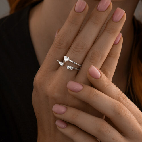 Кольцо из серебра с фианитом из серебро — вид 3