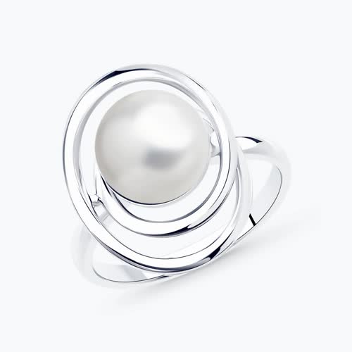 Кольцо из серебра с жемчугом из серебро