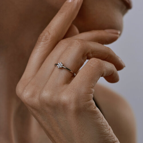 Кольцо из серебра с фианитами из серебро — вид 3