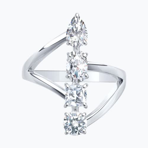 Кольцо из серебра с фианитами из серебро — вид 2