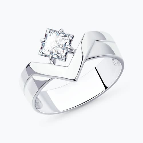 Кольцо из серебра с фианитом - видео на модели