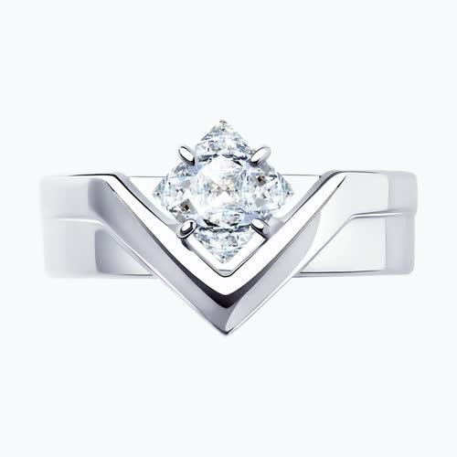 Кольцо из серебра с фианитом из серебро — вид 2