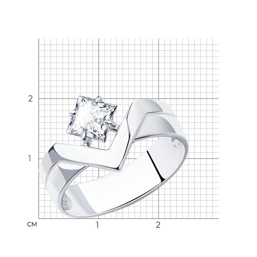 Кольцо из серебра с фианитом из серебро — вид 4