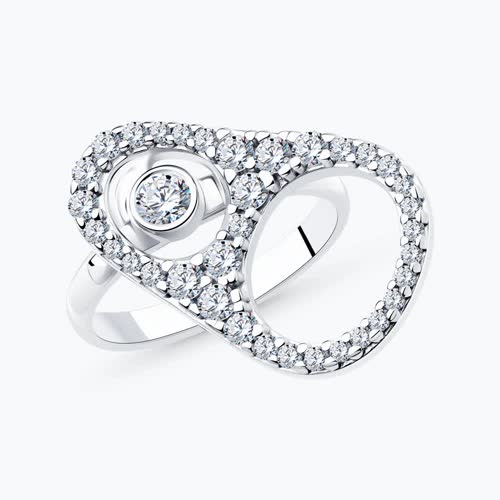 Кольцо из серебра с фианитами из серебро