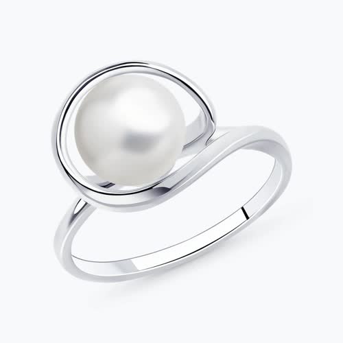 Кольцо из серебра с жемчугом - видео на модели