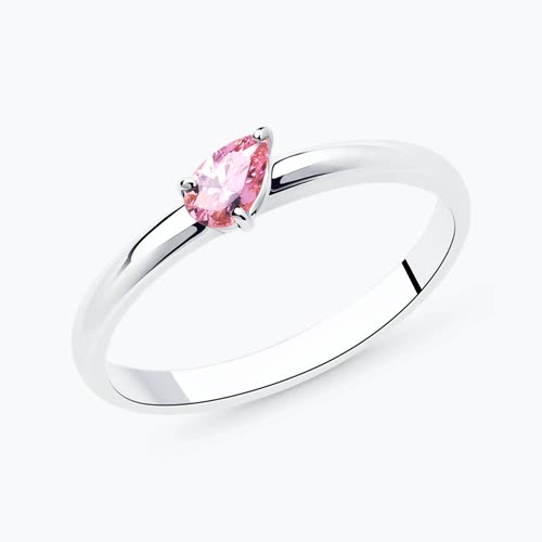 Кольцо из серебра с фианитом - видео на модели