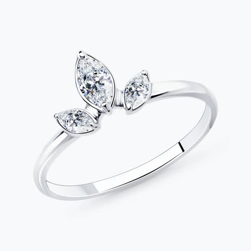 Кольцо из серебра с фианитами - видео на модели