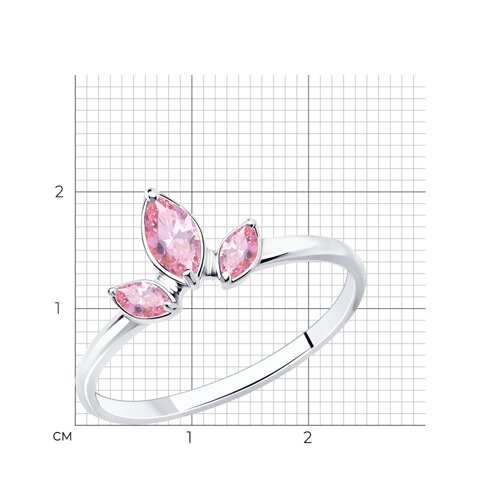 Кольцо из серебра с фианитами из родированное серебро — вид 3