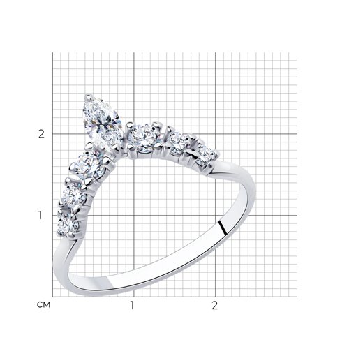 Кольцо из серебра с фианитами из родированное серебро — вид 2